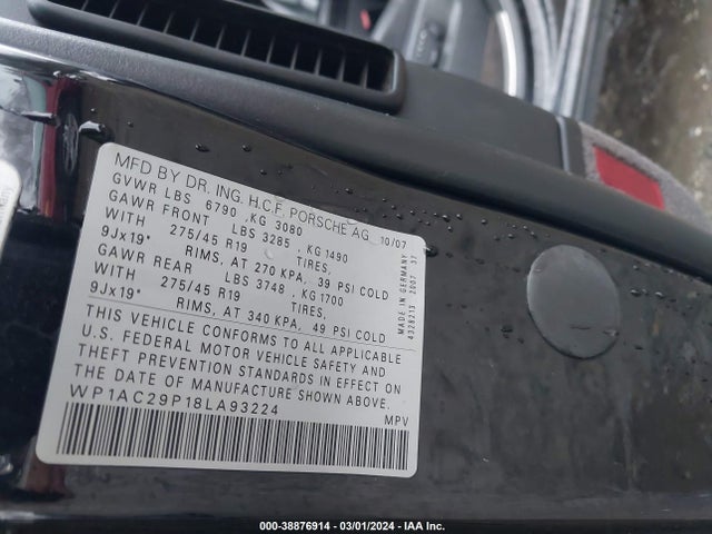 2008 PORSCHE CAYENNE WP1AC29P18LA93224 Photo 8