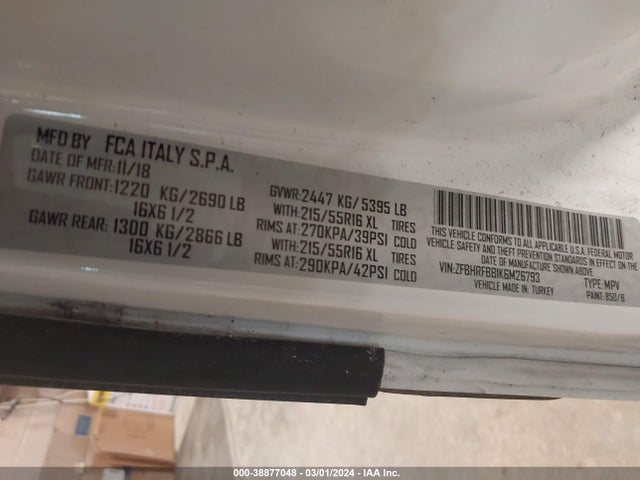 RAM Promaster City Tradesman Slt 2019 ZFBHRFBB1K6M26793 Image 9