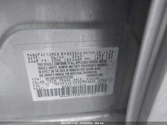 Nissan SENTRA S 2014 3N1AB7AP0EY272700 Image 9