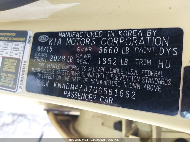 KIA RIO LX 2016 KNADM4A37G6561662 Image 9