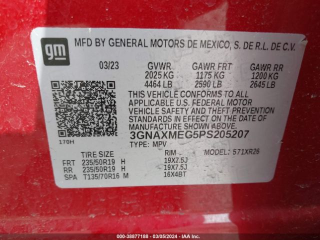 3GNAXMEG5PS205207 Chevrolet Equinox Fwd Rs