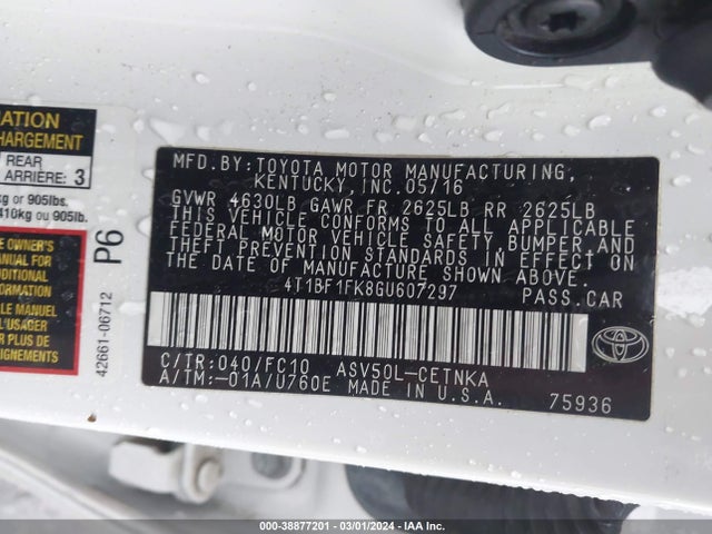 Toyota CAMRY LE 2016 4T1BF1FK8GU607297 Image 9