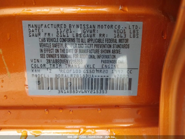 Nissan Sentra Sr Xtronic Cvt 2022 3N1AB8DV6NY215353 Image 9