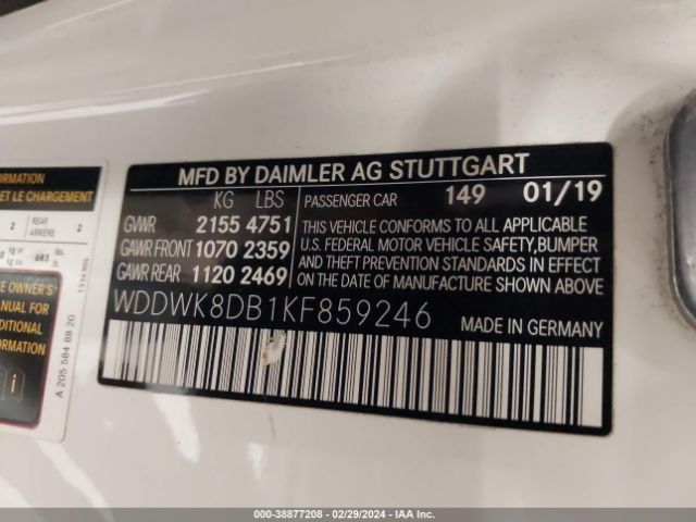 WDDWK8DB1KF859246 Mercedes-Benz C 300