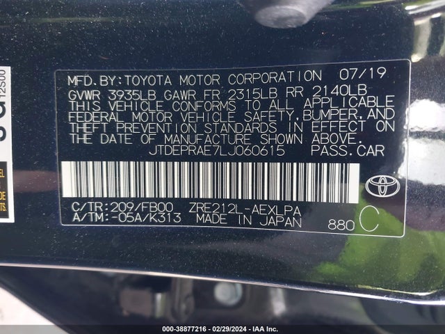 Toyota COROLLA LE 2020 JTDEPRAE7LJ060615 Image 9