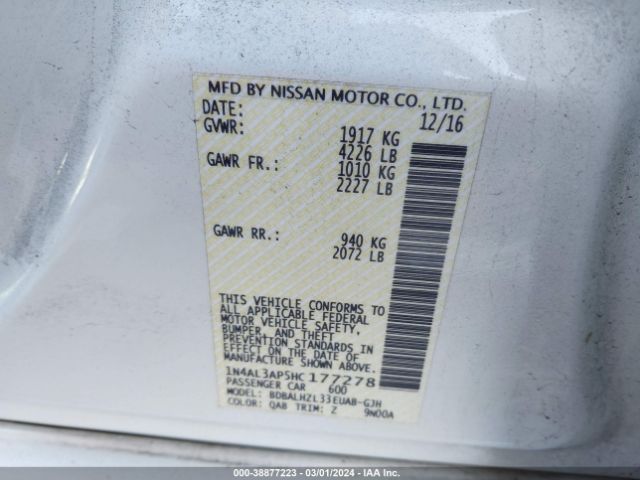 1N4AL3AP5HC177278 Nissan Altima 2.5 Sr