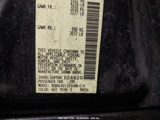 Nissan Altima 2.5 Sr 2017 1N4AL3AP0HC124620 Image 9