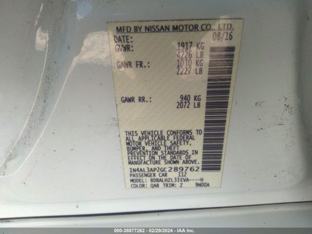 1N4AL3AP2GC289762 Nissan Altima 2.5 Sr