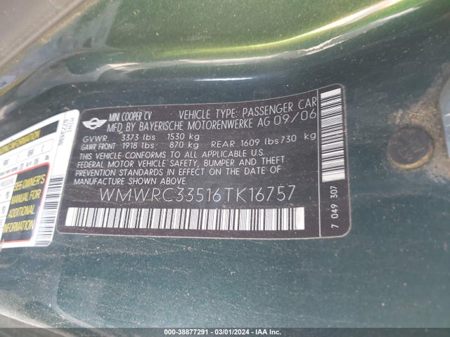 2006 MINI COOPER WMWRC33516TK16757 Photo 8