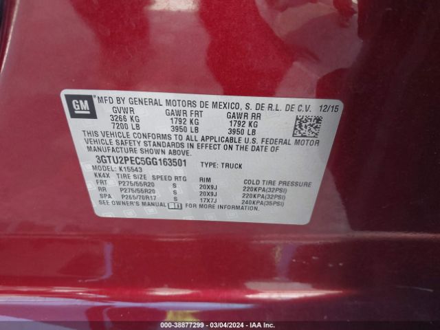 3GTU2PEC5GG163501 GMC Sierra 1500 Denali
