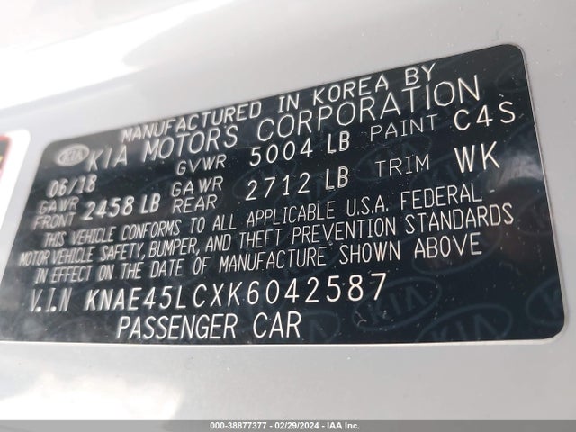 KIA Stinger Gt1 2019 KNAE45LCXK6042587 Image 9