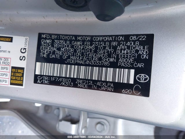 Toyota COROLLA LE 2022 JTDEPMAE4N3033785 Image 9