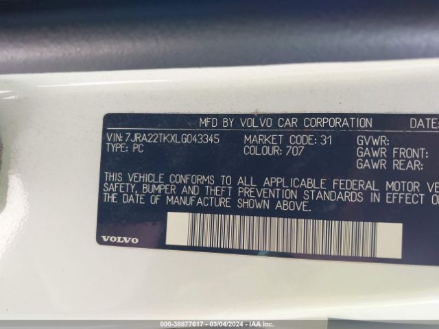 7JRA22TKXLG043345 Volvo S60 T6 Momentum