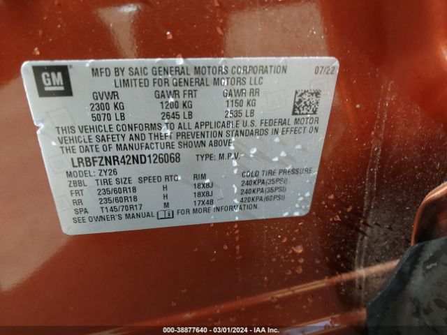 2022 BUICK ENVISION LRBFZNR42ND126068 Photo 8
