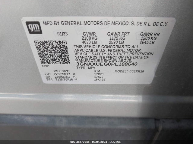 Chevrolet EQUINOX LT 2023 3GNAXUEG0PL189640 Image 9