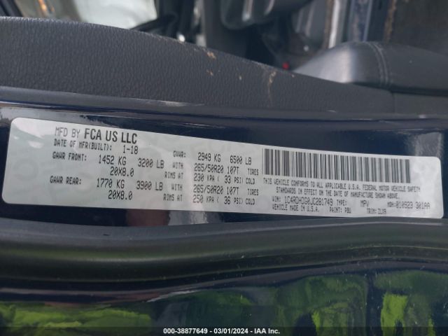1C4RDHDG0JC281749 Dodge Durango Gt Rwd