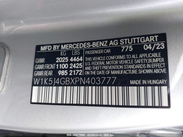 W1K5J4GBXPN403777 Mercedes-Benz Cla 250 Coupe