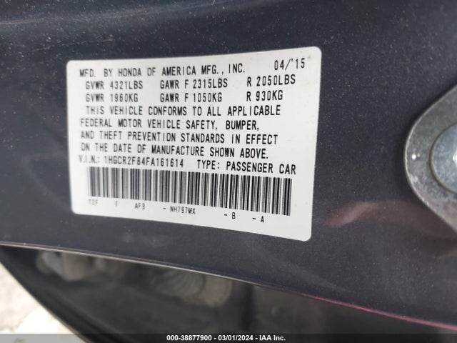 Honda Accord Ex-l 2015 1HGCR2F84FA161614 Image 9