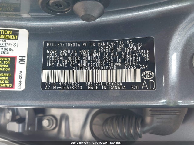 Toyota Corolla S Plus 2014 2T1BURHE0EC040058 Image 9