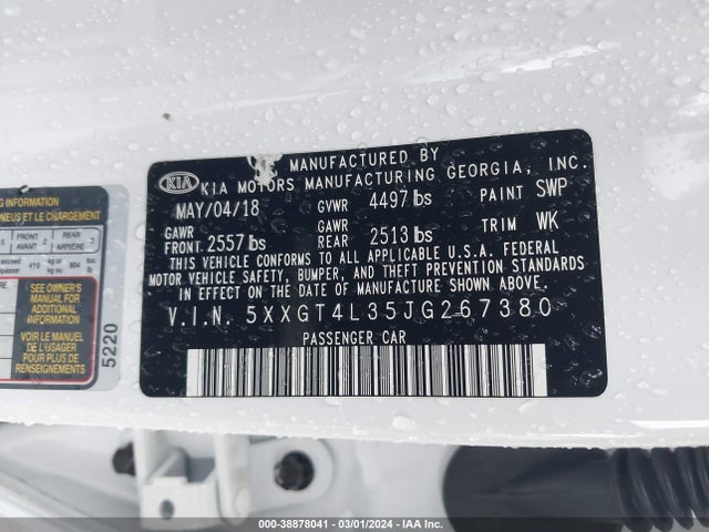 KIA Optima Lx 2018 5XXGT4L35JG267380 Image 9