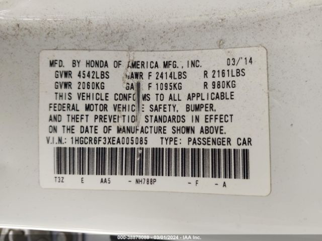 1HGCR6F3XEA005085 Honda ACCORD HYBRID