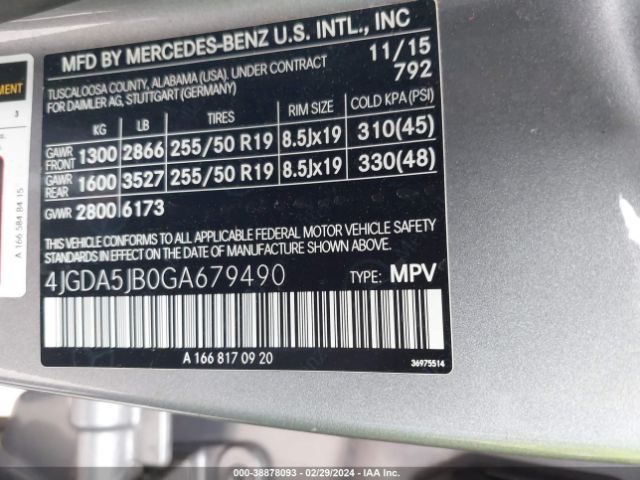 4JGDA5JB0GA679490 Mercedes-Benz GLE 350