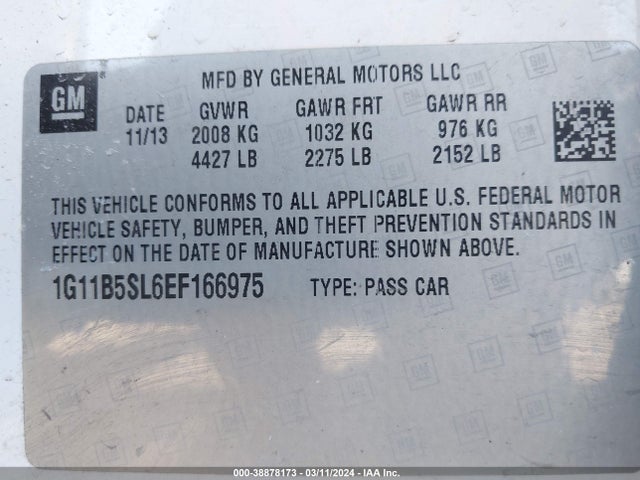 Chevrolet Malibu 1ls 2014 1G11B5SL6EF166975 Image 9