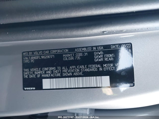7JRH60FL1RG296171 Volvo S60 Recharge Plug-in Hybrid T8 Plus Dark Theme
