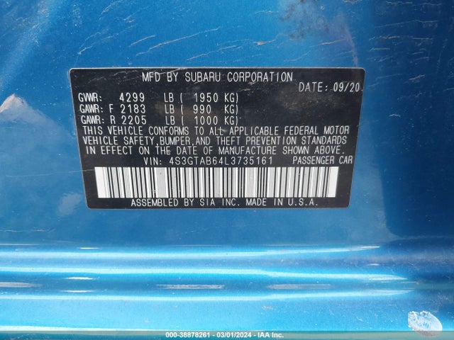 Subaru Impreza 5-door 2020 4S3GTAB64L3735161 Image 9