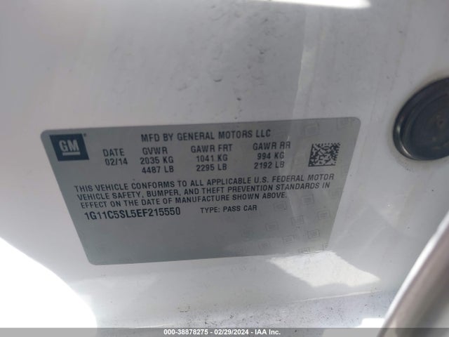 Chevrolet MALIBU 1LT 2014 1G11C5SL5EF215550 Image 9