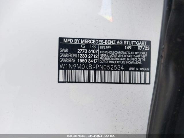 W1N9M0KB9PN052534 Mercedes-Benz Eqb 300 Suv 4matic