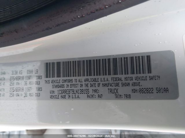 1C6RREBT9LN139155 RAM 1500 Lone Star Quad Cab 4x2 6'4 Box