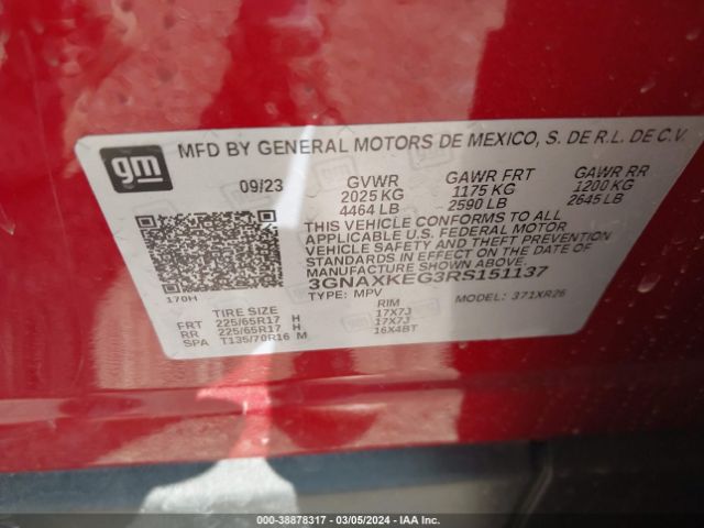 3GNAXKEG3RS151137 Chevrolet Equinox Fwd Lt