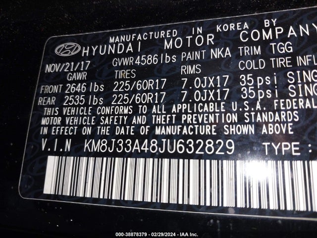 Hyundai TUCSON SEL 2018 KM8J33A48JU632829 Image 9