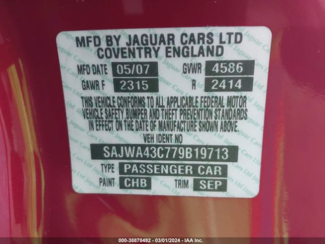 2007 JAGUAR XKR SAJWA43C779B19713 Photo 8