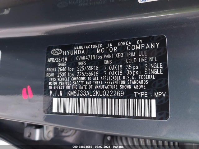 Hyundai Tucson Ultimate 2019 KM8J33AL2KU022269 Image 9
