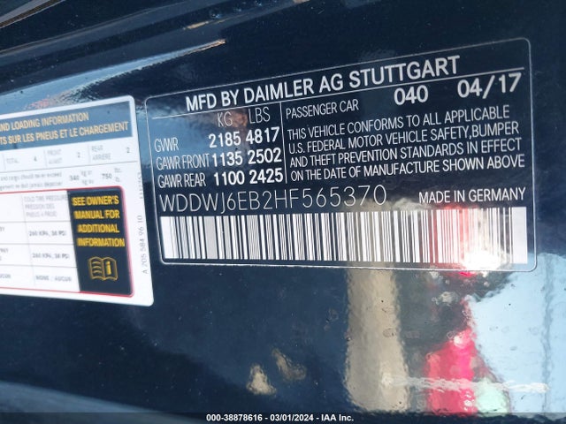 WDDWJ6EB2HF565370 Mercedes-Benz Amg C 43 4matic
