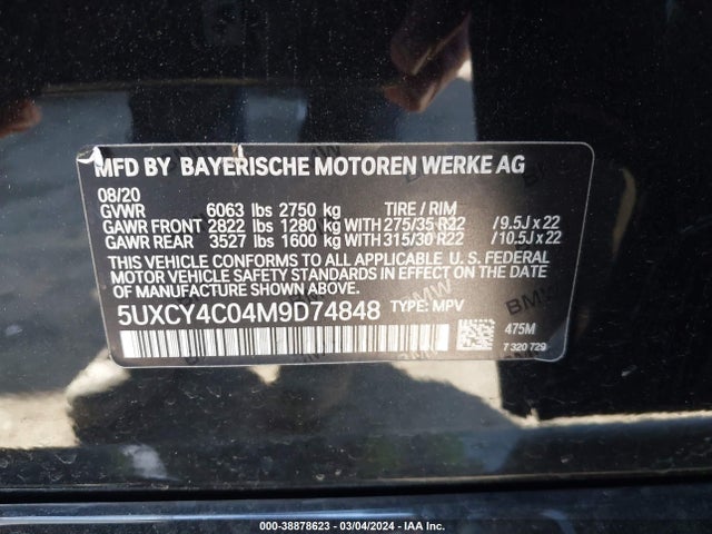 BMW X6 Sdrive40i 2021 5UXCY4C04M9D74848 Image 9