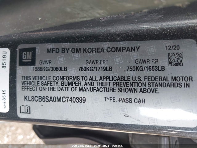 Chevrolet Spark Fwd Ls Automatic 2021 KL8CB6SA0MC740399 Image 9