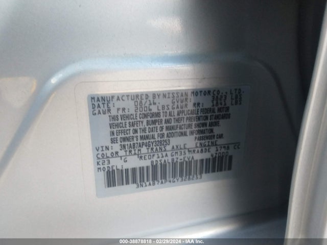 Nissan SENTRA S 2016 3N1AB7AP4GY328253 Image 9