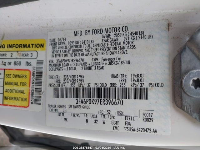 Ford Fusion Titanium 2014 3FA6P0K97ER396670 Image 9