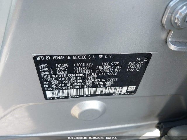 Honda HR-V LX 2016 3CZRU5H38GM718601 Image 9