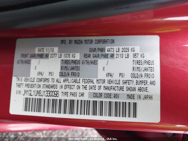 Mazda Mazda6 Sport 2018 JM1GL1UM8J1330098 Image 9