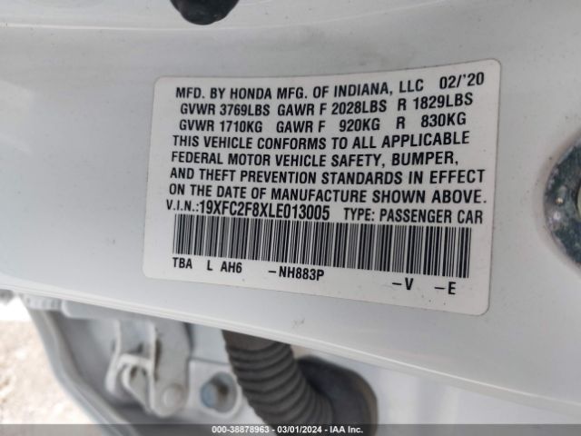 19XFC2F8XLE013005 Honda Civic Sport