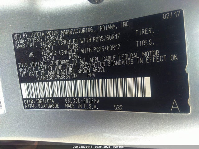 Toyota Sienna Le 8 Passenger 2017 5TDKZ3DC2HS834137 Image 9