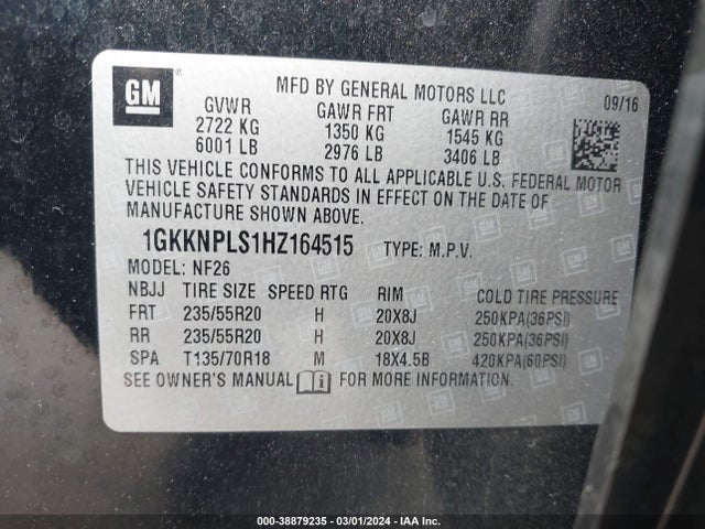 GMC Acadia Denali 2017 1GKKNPLS1HZ164515 Image 9