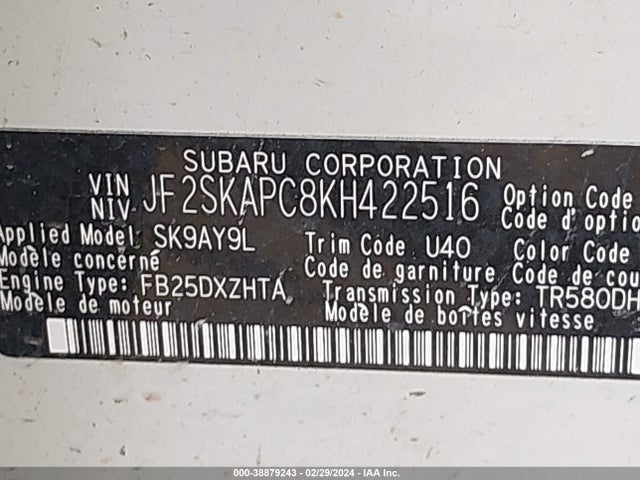Subaru Forester Sport 2019 JF2SKAPC8KH422516 Image 9