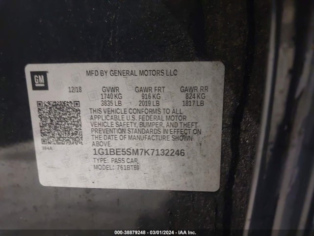 Chevrolet CRUZE LT 2019 1G1BE5SM7K7132246 Image 9