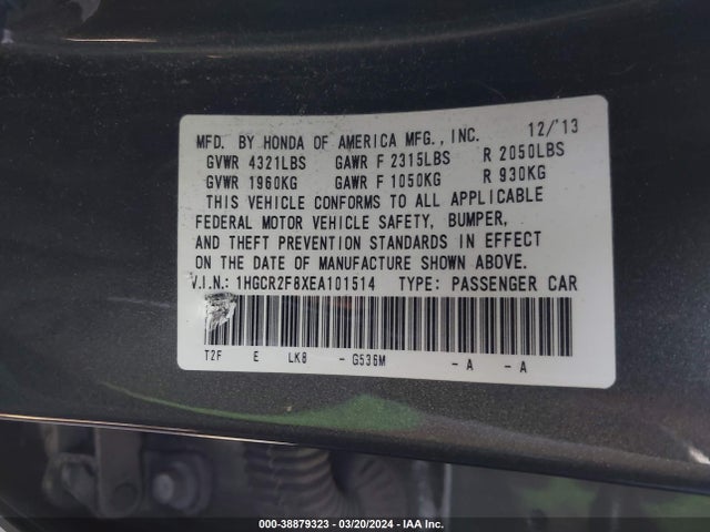 Honda Accord Ex-l 2014 1HGCR2F8XEA101514 Image 9
