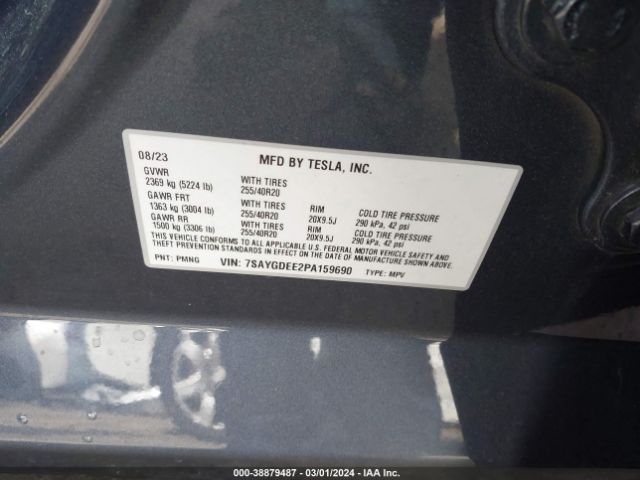 7SAYGDEE2PA159690 Tesla Model Y Awd/long Range Dual Motor All-wheel Drive
